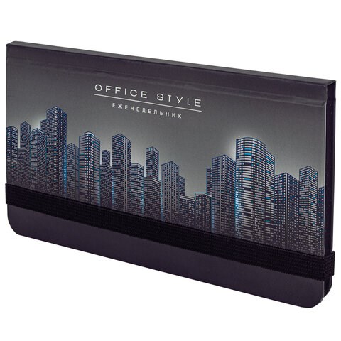 Еженедельник недатированный с резинкой (171х93 мм), BRAUBERG, твердый, УФ-ЛАК, 64 л., "Night City", 114575 114575