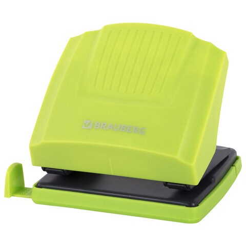 Дырокол BRAUBERG "SUPER", до 30 листов, зелено-черный, 272746 272746