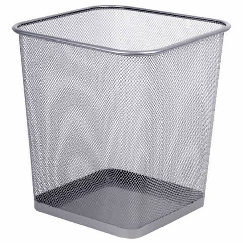 Корзина для бумаг квадратная 17 литров, BRAUBERG "Germanium", металл, серебро, 237976 237976