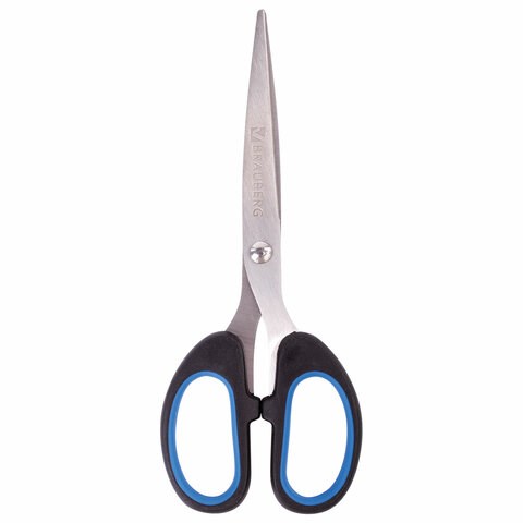Ножницы BRAUBERG "Classic+", 160 мм, черно-синие, классической формы, резиновые вставки, 236447 236447