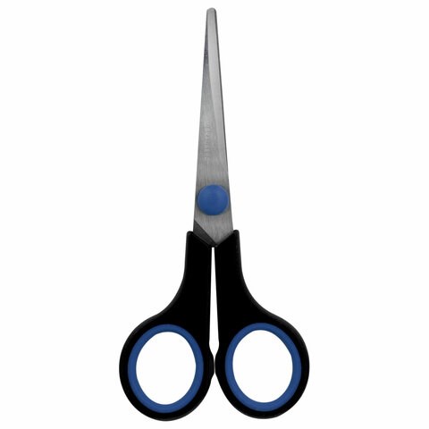 Ножницы BRAUBERG "Soft Grip", 140 мм, черно-синие, резиновые вставки, 3-х сторонняя заточка, 230760 230760