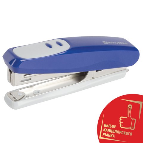 Степлер №10 BRAUBERG "Germanium", до 12 листов, с антистеплером, синий, ГАРАНТИЯ 5 ЛЕТ, 226569 226569