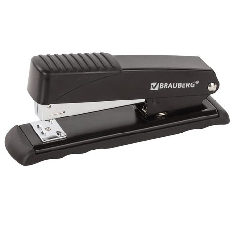 Степлер №24/6, 26/6 металлический BRAUBERG "Office", до 30 листов, черный, 228611 228611