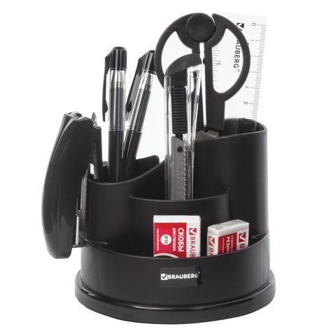 Канцелярский набор BRAUBERG "Рапсодия", 10 предметов, вращающаяся конструкция, черный, 236953 236953