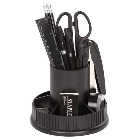 Канцелярский набор STAFF "Раунд", 13 предметов, круглое основание, вращающаяся конструкция, 230745 230745