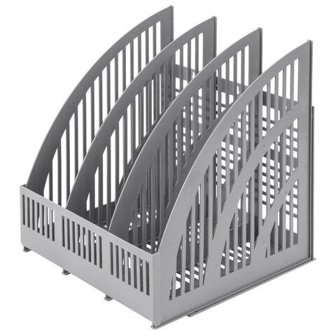 Лоток вертикальный для бумаг BRAUBERG "Energy", 250 мм, 3 отделения, сетчатый, сборный, серый, 237018 237018