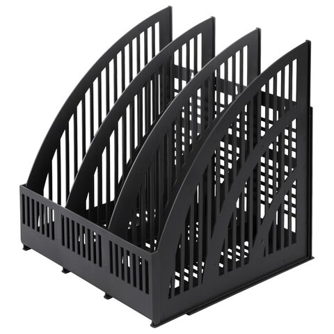 Лоток вертикальный для бумаг BRAUBERG "Energy", 250 мм, 3 отделения, сетчатый, сборный, черный, 237017 237017