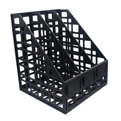 Лоток вертикальный для бумаг BRAUBERG ULTRA, 240 мм, 3 отделения, сетчатый, сборный, черный, 238249 238249