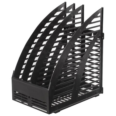 Лоток вертикальный для бумаг STAFF, 245х165х285 мм, 3 отделения, сетчатый, сборный, черный, 237293 237293