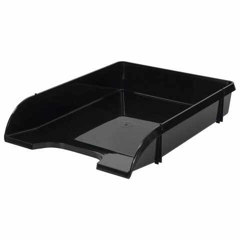 Лоток горизонтальный для бумаг BRAUBERG "Classic", 330х240х62 мм, черный, 237285 237285