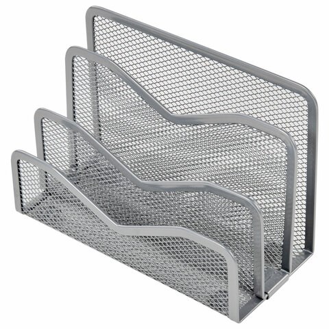 Подставка для сортировки писем и бумаг 3-х секционная BRAUBERG "Germanium", 122х173х83 мм, серебро, 237970 237970