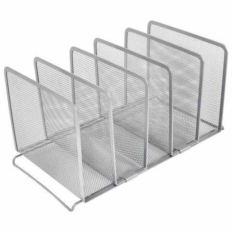 Подставка для сортировки писем и бумаг 5-ти секционная BRAUBERG "Germanium", 195х365х205 мм, серебро, 237969 237969