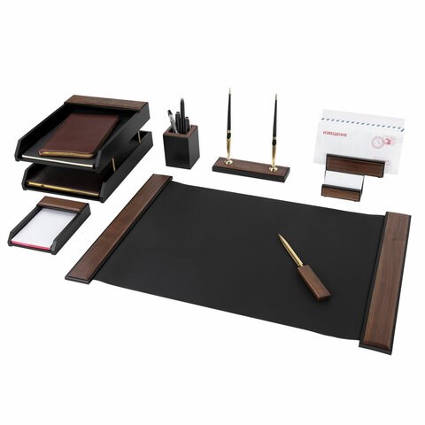 Набор настольный GALANT "Sirius" из дерева, 8 предметов, цвет "орех/чёрный", 238161 238161