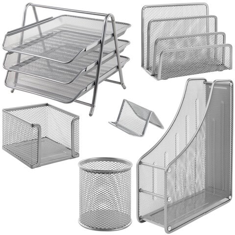 Настольный набор BRAUBERG "Germanium", 6 предметов, серебро, металл, 237986 237986