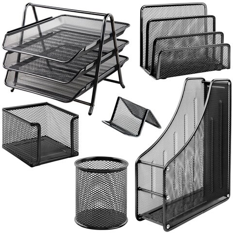 Настольный набор BRAUBERG "Germanium", 6 предметов, черный, металл, 237985 237985