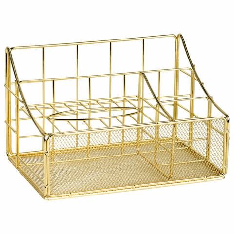 Органайзер для косметики и мелочей металлический 4 секции, MONTE VITA, 160х240х150 мм, золото, 272479 272479