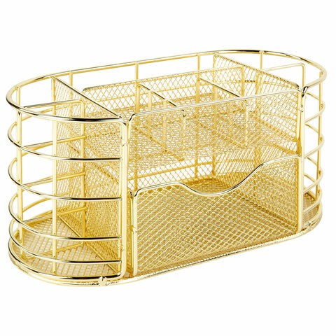 Органайзер для косметики и мелочей металлический 9 секций, MONTE VITA, 105х218х110 мм, золото, 272475 272475