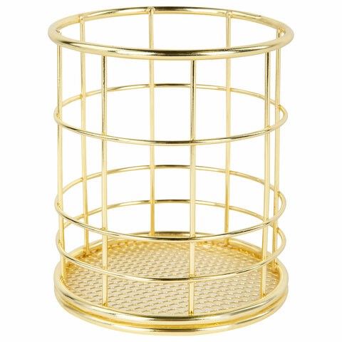 Органайзер стаканчик для косметики и мелочей MONTE VITA, металлический, 100х90 мм, золото, 272486 272486