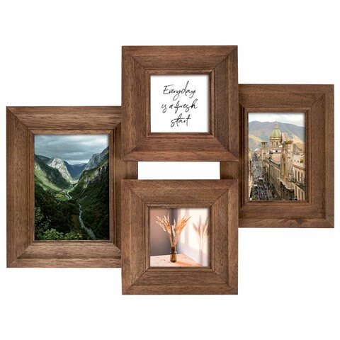 Рамка из мангового дерева BRAUBERG LOFT QUAD, фото разного размера, стекло, 52х39 см, 391283 391283