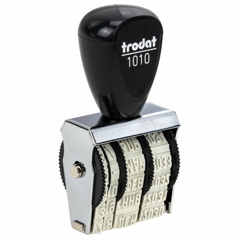 Датер ручной ленточный, оттиск 25х4 мм, месяц буквами, TRODAT 1010, 78471 236803