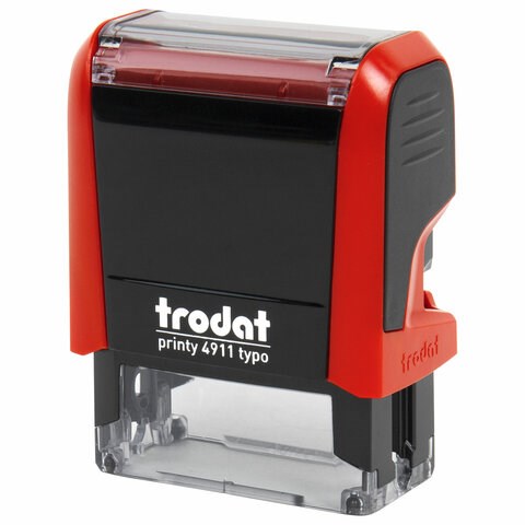 Штамп самонаборный 3-стр, 38х14 мм, синий, TRODAT 4911P4/DB, корпус КРАСНЫЙ, КАССА В КОМПЛЕКТЕ, 43217 238364