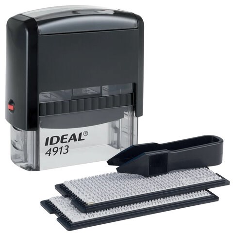 Штамп самонаборный 5-строчный, оттиск 58х22 мм, без рамки, TRODAT IDEAL 4913 P2, КАССЫ В КОМПЛЕКТЕ, 125428 236849