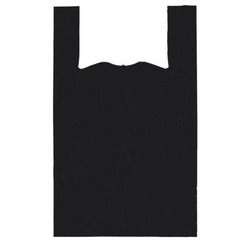 Пакет "майка" КОМПЛЕКТ 100 штук, 30+18х55, ПНД черный, 15 мкм, LAIMA, 700789 700789