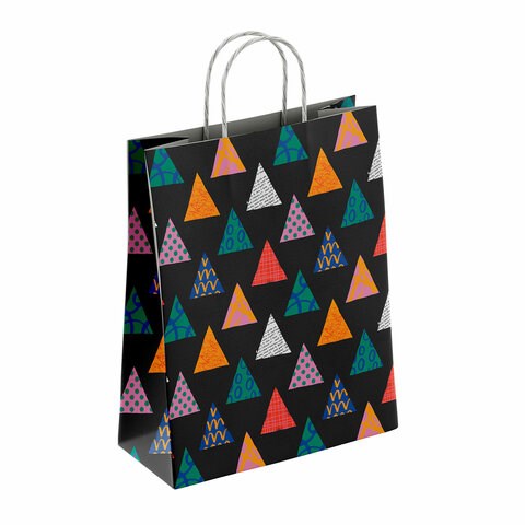 Крафт-пакет бумажный "Геометрия" 22х12х25 см, с кручеными ручками, плотность 100 г/м2, белый, 112290 700998