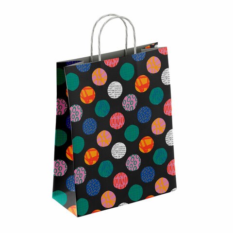 Крафт-пакет бумажный "Геометрия" 26х15х35 см, с кручеными ручками, плотность 100 г/м2, белый, 112306 701006