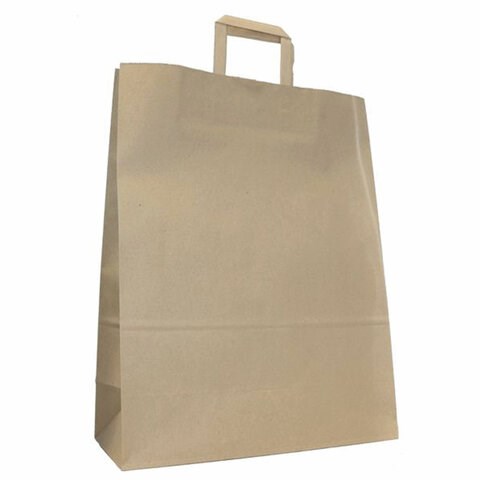 Крафт-пакет бумажный 24х14х29 см, плоские ручки, плотность 90 г/м2 609763