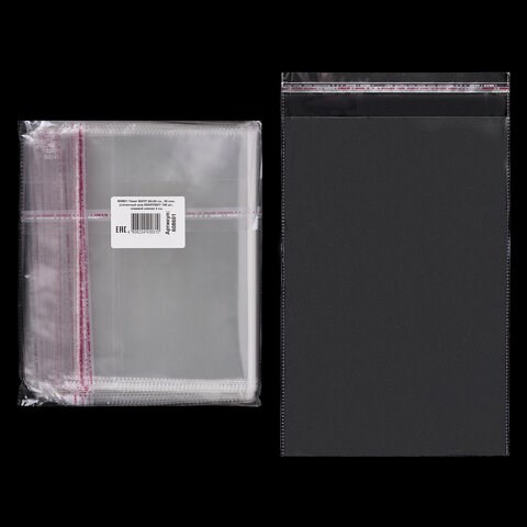 Пакет БОПП с клеевым клапаном, КОМПЛЕКТ 100 шт., 20х30+4 см, толщина 30 мкм, с усиленным швом 608601