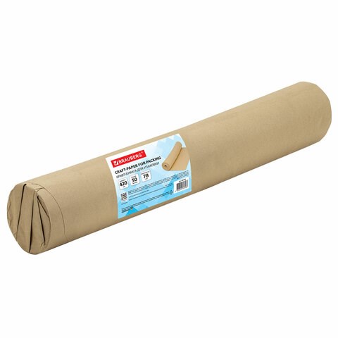 Крафт-бумага в рулоне, 420 мм x 50 м, плотность 78 г/м2, Марка А (Коммунар), BRAUBERG, 440184 440184