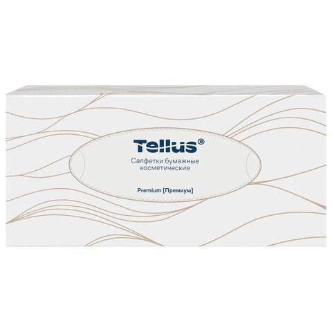 Салфетки косметические 100 штук в картонном боксе, 2-слойные, Tellus/TORK Premium (Система F1), 120380 126560
