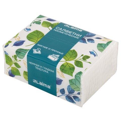 Салфетки косметические 200 шт. в упаковке, 2 слоя, 13,5х19 см, LAIMA PREMIUM UNIT PACK, 116357 116357