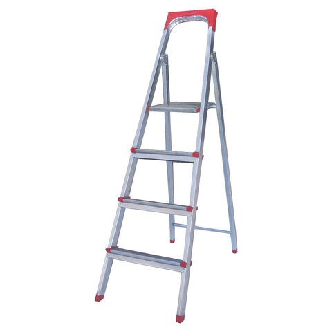 Стремянка стальная 4 ступени, верхняя площадка 86 см, до 150 кг, облегченная, вес 6,3 кг, UFUK, ТУ 18/KRM404 600289