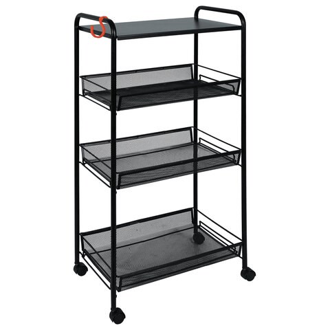 Этажерка "Ладья-34КС" офисно-бытовая 3 яруса+столик, металл, черная, 44,5х30х84 см, Э 357 Ч 609167