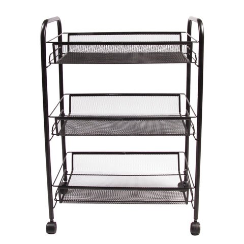 Этажерка (тележка) BRABIX офисно-бытовая 3 яруса, на колесах, металл, черная, 43,5х26х62,5 см, 603751 603751