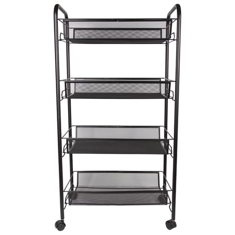 Этажерка (тележка) BRABIX офисно-бытовая 4 яруса, на колесах, металл, черная, 43,5х26х83,5 см, 603753 603753