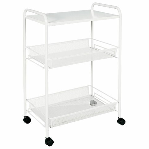 Этажерка офисно-бытовая "Ладья-33КС", 650х450х300 мм, 2 яруса + столик, металл, белая, Э 356 Б 700933