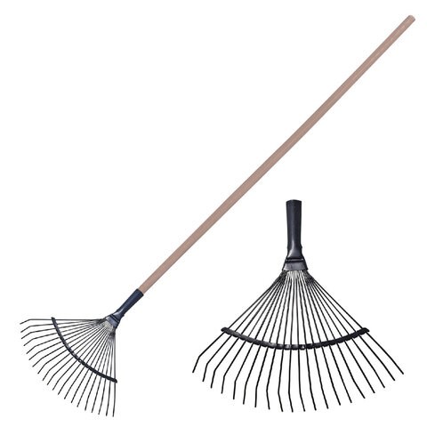 Грабли веерные проволочные, 20 зубьев, ширина 35 см, деревянный черенок 120 см, КМ000881 600676