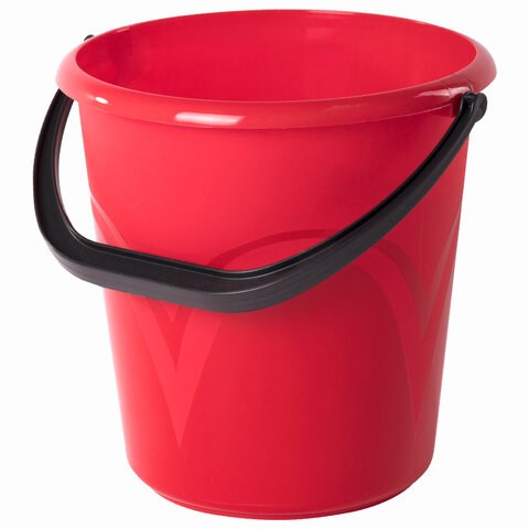 Ведро 8 л, без крышки, пластиковое, пищевое, с глянцевым узором, цвет красный, мерная шкала, LAIMA, 603892 603892