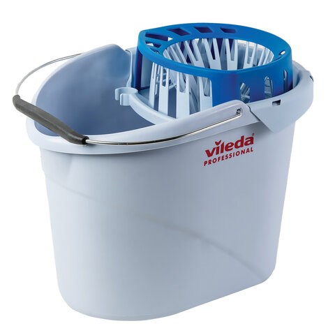 Ведро VILEDA "Супер-моп", с системой отжима для веревочных и ленточных МОПов, овальное, объем 10 л, 122705 602127