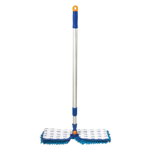 Швабра двусторонняя 40 см, телескопический черенок 130 см (алюминий), резьба 1,6 см, микрофибра, LAIMA, 601465 601465