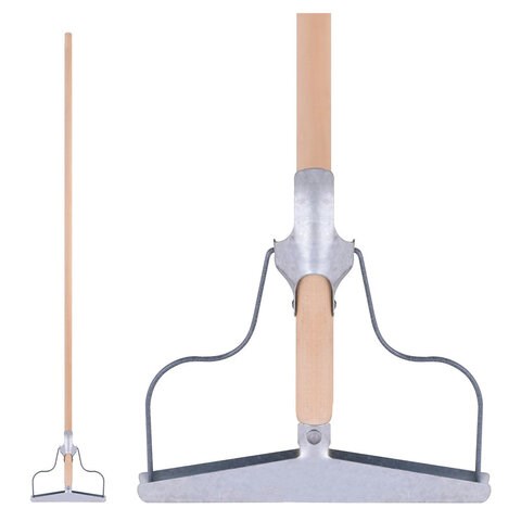 Швабра для пола с металлическим зажимом, деревянный черенок 120 см, рабочая часть 20 см, ШВА 094 606626