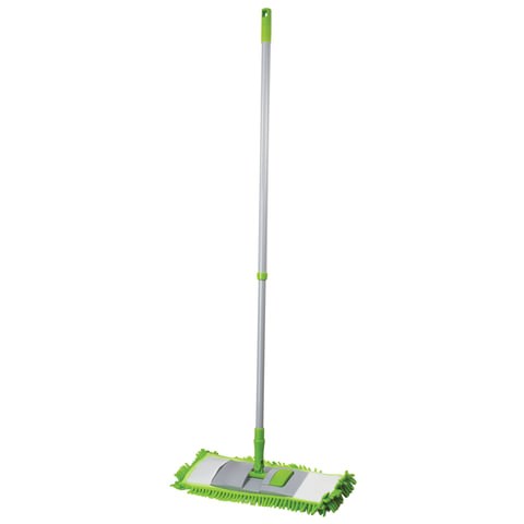 Швабра с флаундером 40 см, черенок 70-120 см, МОП "СИНЕЛЬ" из микрофибры букли (ТИП К), ЛЮБАША, 603602 603602
