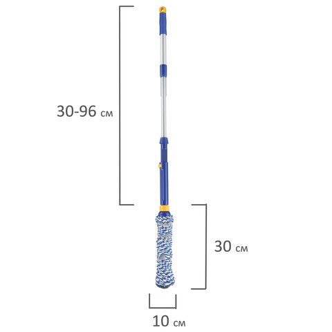 Швабра самоотжимная, скручивающийся отжим, МОП из микрофибры, телескопический черенок 96 см, LAIMA, 601471 601471