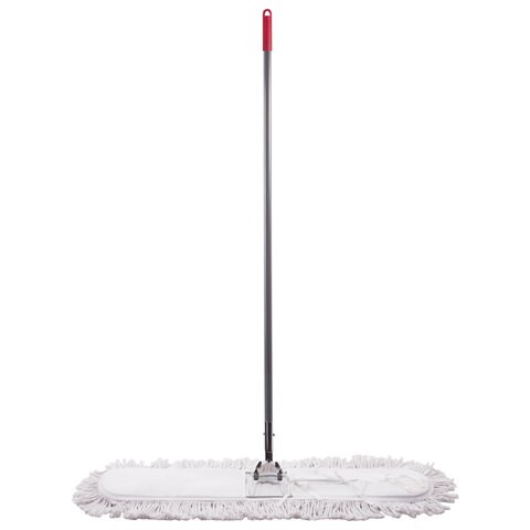 Швабра-рамка 90 см, стальной черенок 125 см, цельный держатель, МОП с завязками, хлопок, LAIMA, 603603 603603