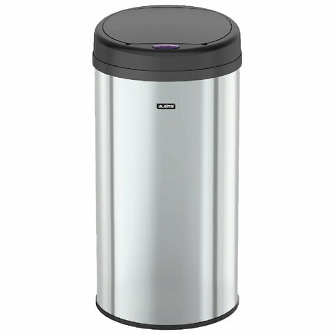 Ведро для мусора СЕНСОРНОЕ 30 л, нержавеющая сталь, черная матовая крышка, питание от 4-х батареек AA (не входят в комплект), LAIMA, 609328 609328