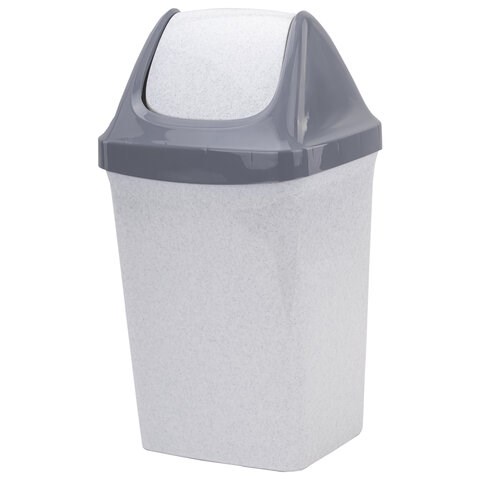 Ведро мусорное с КРЫШКОЙ (качающейся) 15 литров, "СВИНГ", 47х27х23 см, серое, IDEA, М 2462 602548