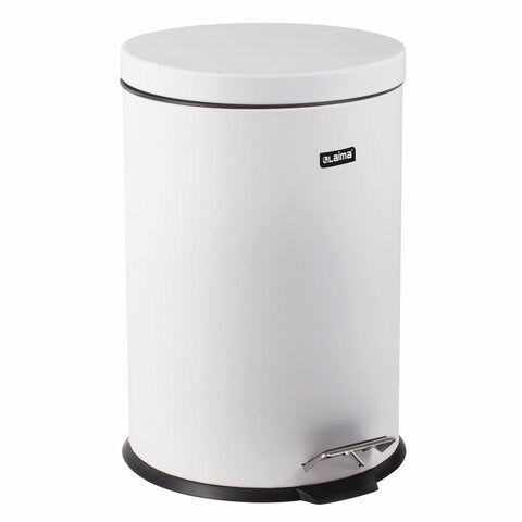 Ведро мусорное с педалью 12 литров "Classic", БЕЛОЕ ГЛЯНЦЕВОЕ, металлическое, со съемным внутренним ведром, LAIMA, 604948 604948